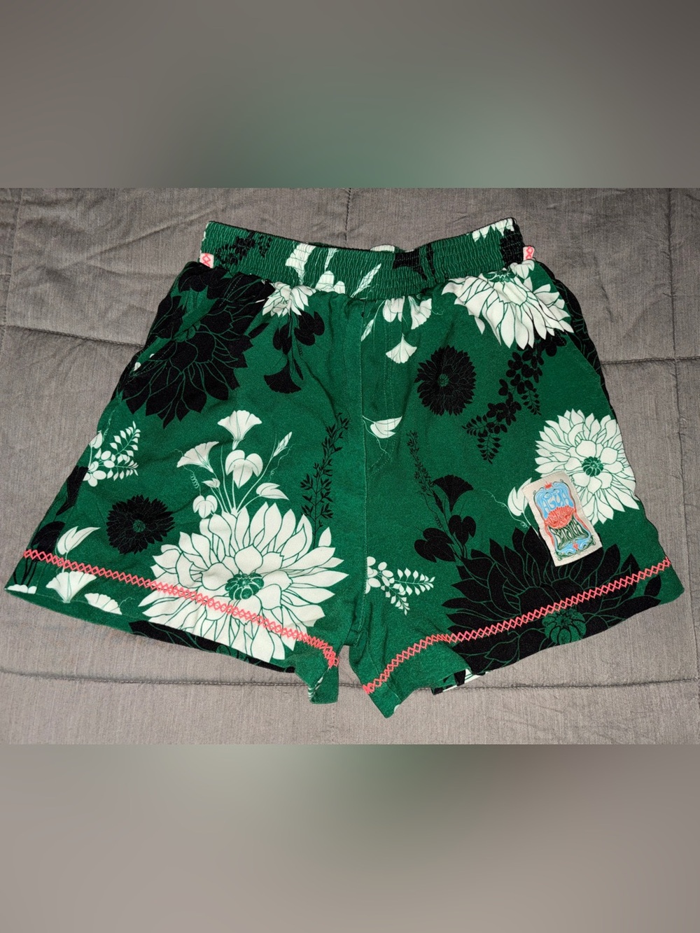 Agua Bendita Watts kaaw surf shorts green black white floral